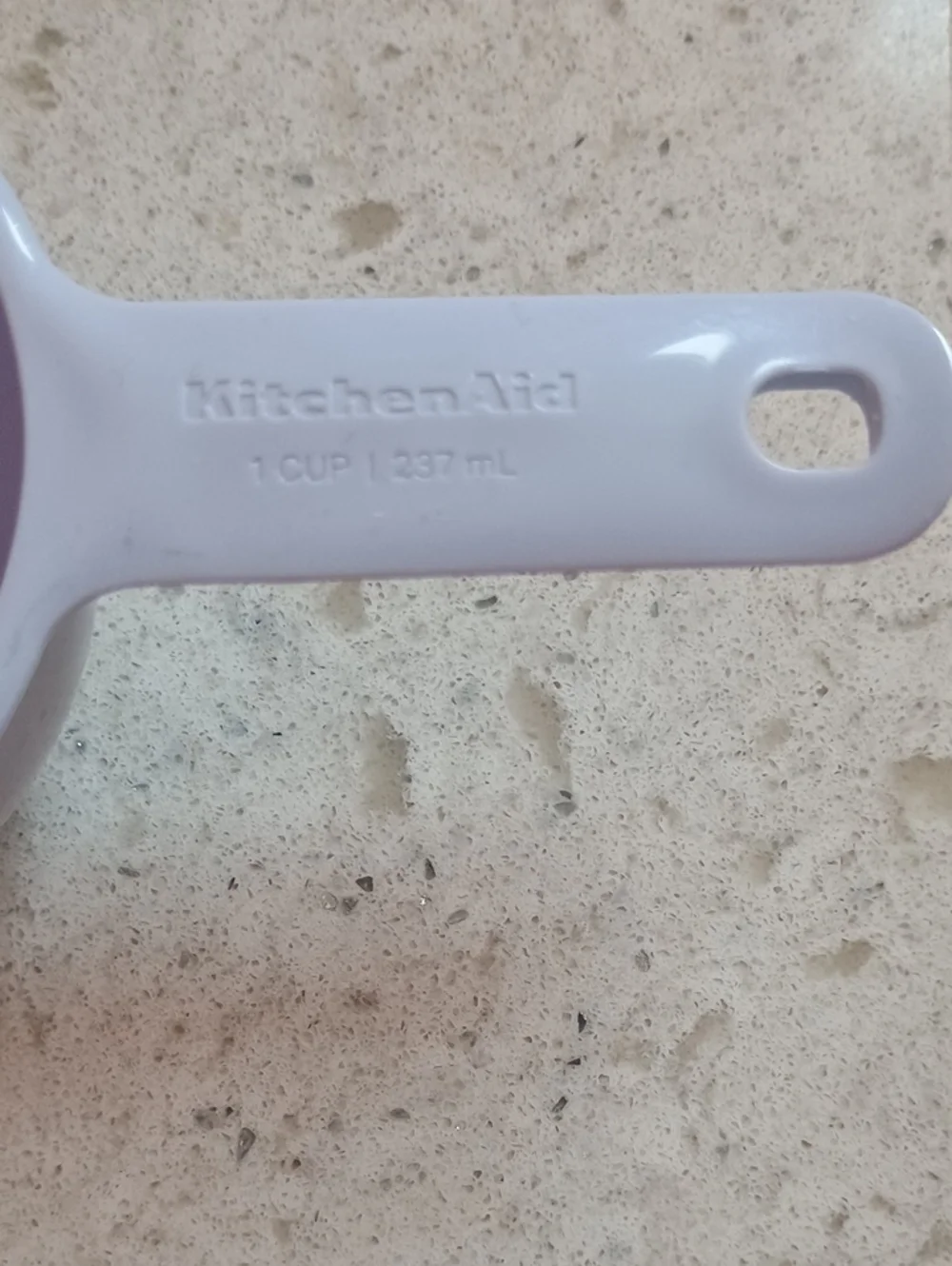 3 Piece Set KitchenAid Lavender Plastic Cup Measuring Scoop, 1, 1/3, 1/4 Cup